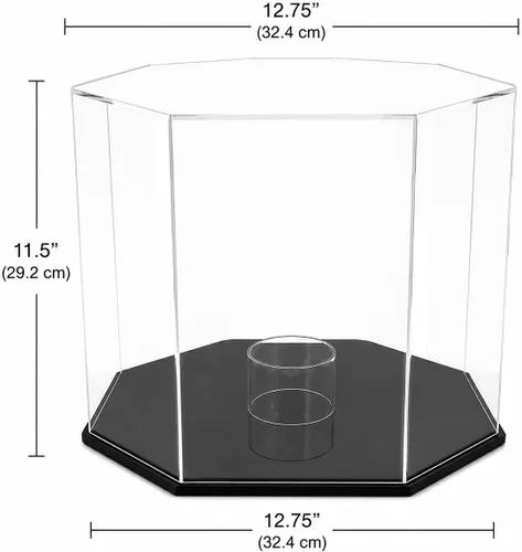 Vista 9 de OnDisplay Deluxe Octagon - Vitrina de baloncesto y balón de fútbol con protección UV, base negra