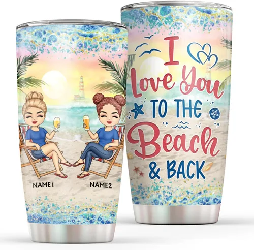 Vista 6 de Vaso personalizado con texto en inglés "Some Girls Are Just Born With The Beach", regalo para mejores amigas, hermanas, mejores amigas de una mujer