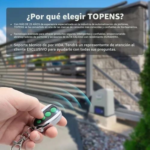 Vista 6 de TOPENS M12 - Transmisor de 4 botones con control remoto para abridor automático de puerta corredera oscilante, paquete de 2 unidades, transmisor