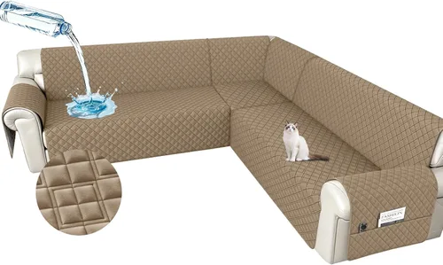 Vista 31 de Arfntevss Fundas impermeables para sofá modular en forma de L, lavable, de terciopelo, para sofá seccional, antideslizante, fundas de esquina