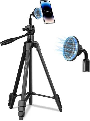 Vista 12 de PHOPIK Trípode magnético para teléfono selfie stick de 35 pulgadas, trípode extensible para teléfono con zapata fría y control remoto, compatible