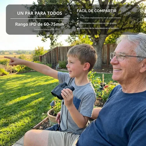 Vista 6 de Hontry Binoculares para adultos y niños, prismáticos compactos de 10 x 25 para observación de aves, teatro y conciertos, juegos de caza y deportes