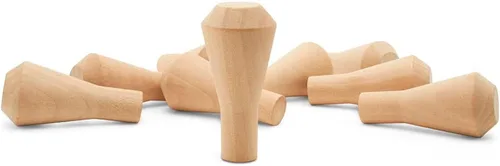 Vista 11 de Chimeneas de madera sin terminar, 1-1/2 pulgadas, parte de tren de madera sin terminar para manualidades, paquete de 25 pequeñas chimeneas de madera