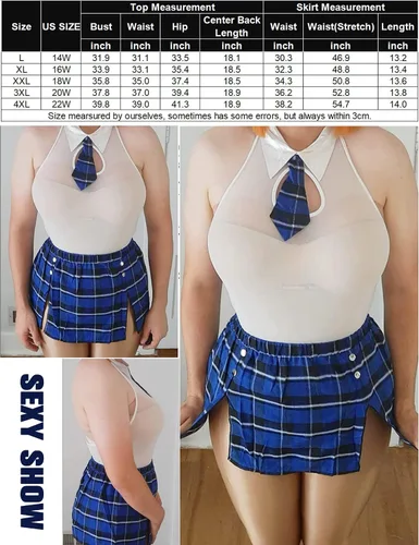 Vista 7 de Avidlove Lencería de colegiala de talla grande para mujer, disfraces sexys de cosplay, conjunto de lencería para juegos de rol, traje L-4XL