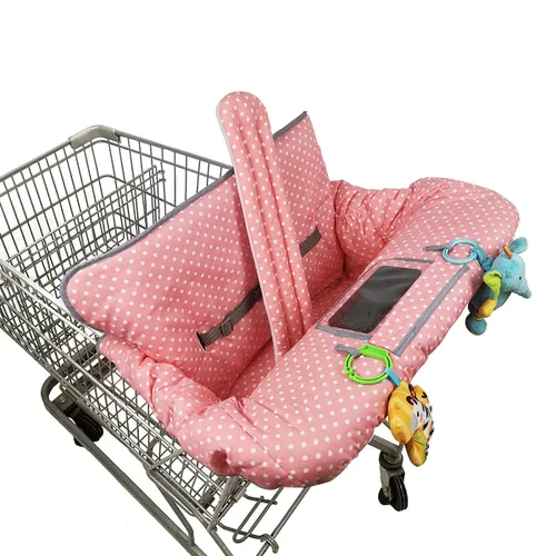 Vista 8 de Funda para carrito de compras, cubierta de carrito para bebés, Funda acolchada para silla alta, cojín de asiento reversible dividido, bolsa