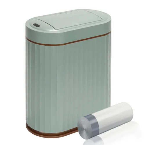 Vista 9 de ELPHECO - Cubo de basura de baño con tapa mariposa, papelero con sensor de movimiento para baño, papelera decorativa automática, accesorios de baño