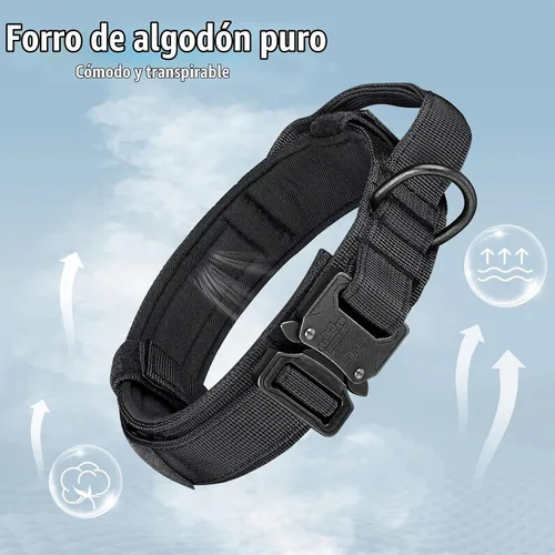 Vista 3 de HYDEME Collar táctico ajustable para perro, collar de nailon de entrenamiento militar con mango de control y hebilla de metal pesado para perros