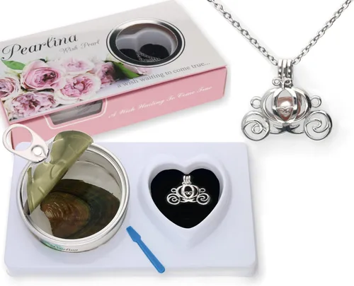 Vista 2 de Pearlina Collar de perlas de carruaje princesa para mujer - Real perla cultivada de agua dulce en conjunto de ostras - Collar de perlas para mujer