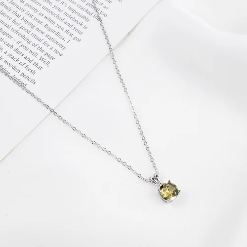 Vista 36 de 8mm Round Cubic Zirconia Sterling Silver Necklace Dainty Necklace Birthstone Jewelry Pendant Necklaces for Women