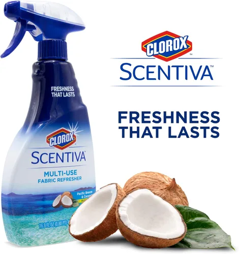 Vista 3 de Clorox Scentiva - Spray refrescante de tela multiusos en brisa del Pacífico y coco, ambientador de tela para armarios, tapicería, cortinas