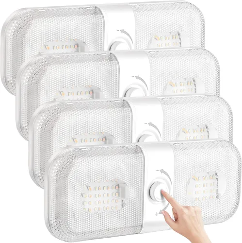 Vista 7 de Lámpara de techo LED para interior de caravana, 1700 lúmenes, 12 V, 120 LED, luces LED de 12 V, luz de cúpula de 12 V, 3 modos de color, luz