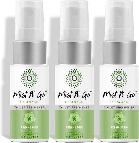 Vista 50 de Mist N' Go by Omaze - Aerosol de Baño de Viaje para Inodoro Eliminador de Olores - Aerosol de Inodoro de Viaje para Ambientador de Aire de Baño