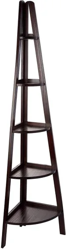 Vista 9 de Casual Home Librería de escalera de 5 estantes de madera maciza 100% estándar, 72 pulgadas de alto, castaño
