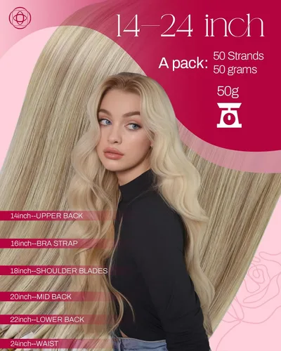 Vista 3 de Moresoo Micro Link - Extensiones de cabello humano de color rubio oscuro y rubio ceniza, extensiones de cabello humano real para boda, 2.01 oz