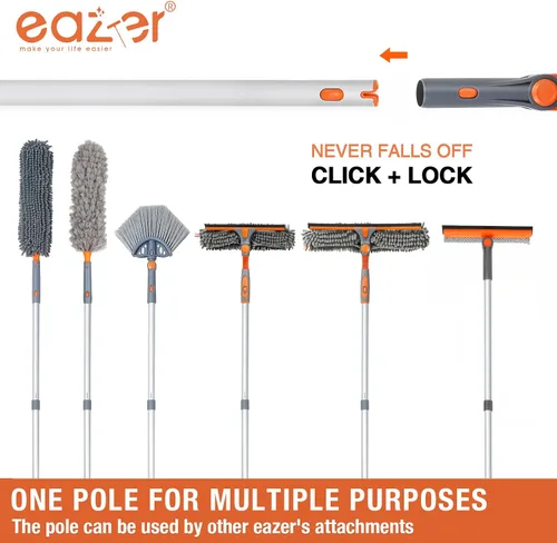 Vista 8 de Eazer Herramienta profesional de limpieza de ventanas de 46 pulgadas, escobilla giratoria 2 en 1 para kit de limpieza de ventanas, kit