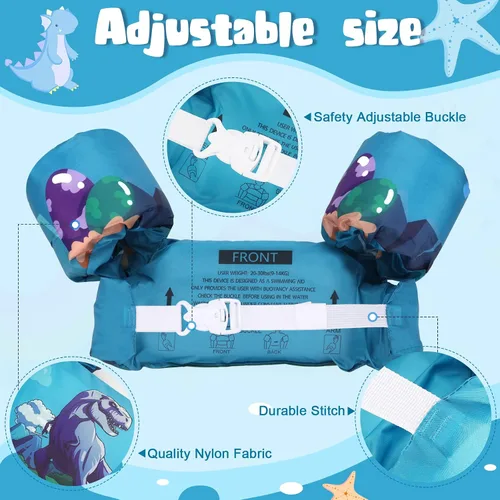 Vista 3 de Chaleco de natación para niños de 20 a 30 libras, flotadores de natación para bebés, alas de agua de natación, piscina charco para niños de 1 a 3