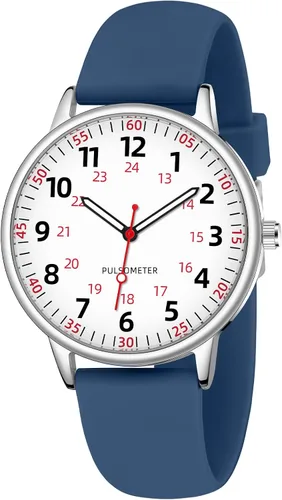 Vista 10 de Reloj de enfermera para mujer, resistente al agua, analógico, de silicona, con segundero, reloj de enfermería