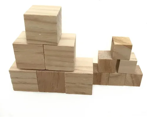 Vista 4 de Cubitos de madera de 0.39 a 1.7 pulgadas, bloques de madera naturales sin terminar para matemáticas, hacer rompecabezas, manualidades y proyectos
