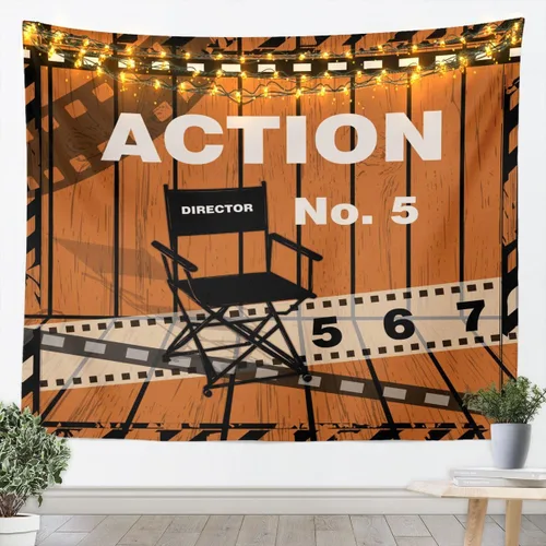 Vista 10 de Homewish Theater Cinema Poster Tapestry,Retro Movie Wall Hanging Art Popcorn Wall Blankets Movie Night Poster Tapestries for Kids Teens Girls Boys