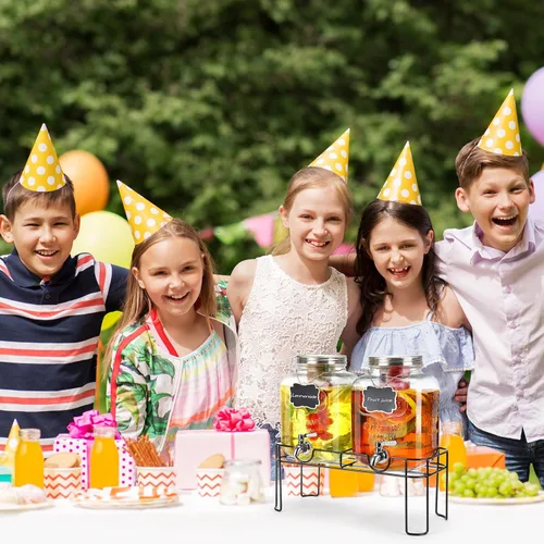 Vista 4 de Dispensador de bebidas de vidrio de 1.6 galones, 2 piezas dispensador de bebidas con soporte, dispensador de limonada con grifo de acero inoxidable
