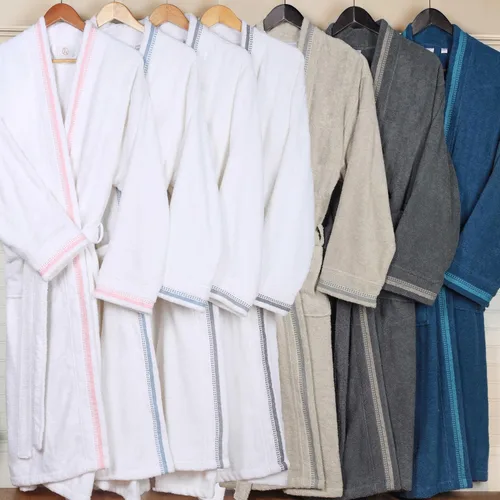 Vista 17 de Superior Tinsel Unisex Turkish Cotton Terry Kimono Bathrobe with Embroidery, All-Season Robe
