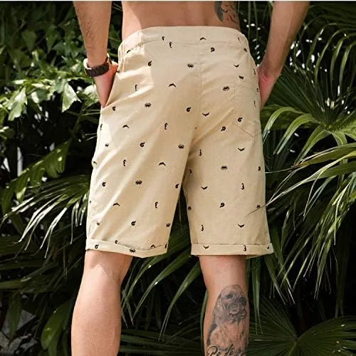 Vista 6 de Boisouey - Pantalones cortos de verano para hombre, de lino, estilo informal