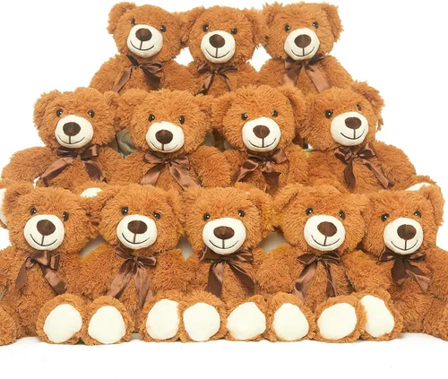 Vista 7 de Paquete de 5 osos de peluche a granel, juguetes de peluche, regalo para niños y novias, osos de peluche de 13.5 pulgadas para Navidad, San Valentín