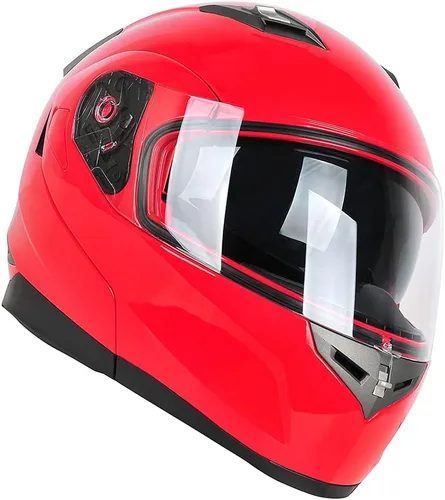 Vista 3 de Martian Casco Bluetooth para motocicleta, modular, abatible, cara completa, doble visera, auriculares de intercomunicación Bluetooth integrados