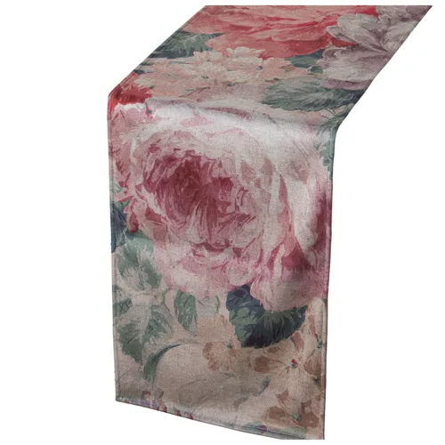 Vista 2 de Camino de Mesa Alexandra House Living Rosa Textil Terciopelo Floral