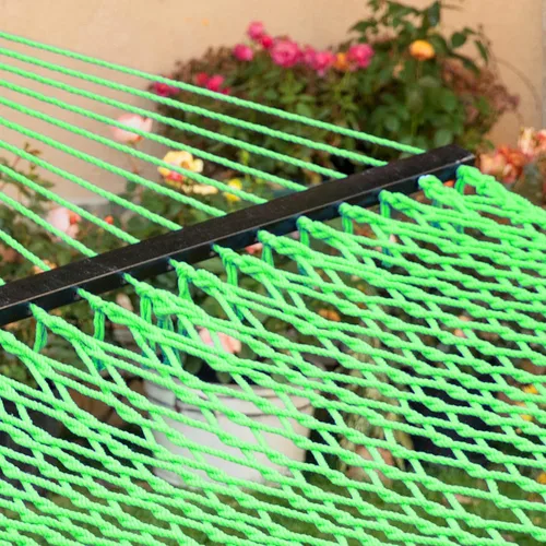 Vista 4 de PNAEUT Hamaca doble con soporte para exterior, hamacas de cuerda con barra separadora de madera dura para 2 personas, soporte resistente de 12 pies