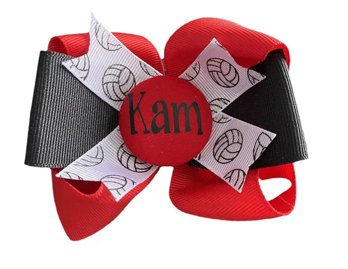 Vista 2 de Softball Glitter Hair Name Bow - Black and Gold, Match Team and School Spirit Wear
