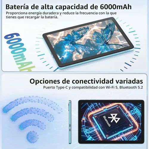 Vista 4 de Tablet Android 15 de 10 pulgadas, 24GB RAM 128GB ROM, Tabletas con Funda de Teclado Ratón Stylus, 1TB Expandible, Octa-Core 6000mAh 1280x800 IPS HD