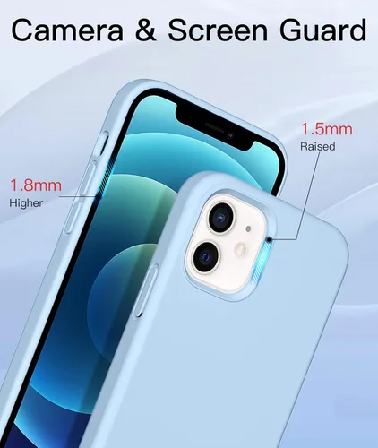 Vista 4 de funda para iPhone 12 y iPhone 12 Pro de 6.1 pulgadas, de silicona líquida con protección de cuerpo completo, con forro de tela de microfibra suave