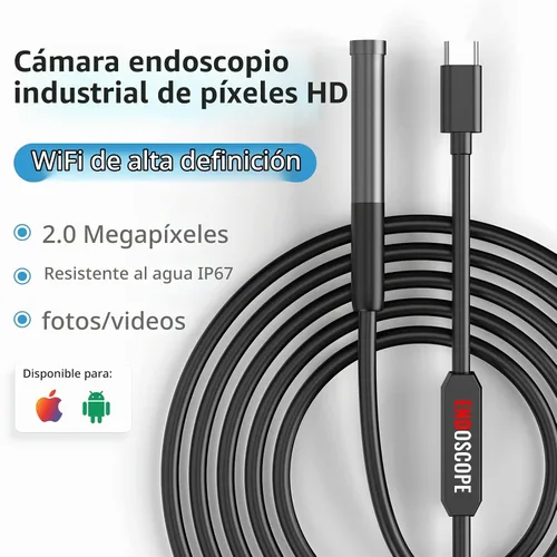 Vista 2 de Cámara de endoscopio con luz, boroscopio con 6 luces LED, endoscopio con cámara de serpiente semirrígida de 9.8 pies, cámara de inspección