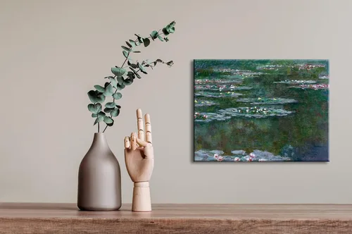 Vista 5 de Wieco Art Lienzos de nenúfares en lienzo para pared, imágenes de Claude Monet, flores famosas, pinturas al óleo para dormitorio, baño, hogar