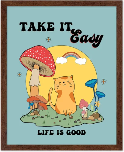 Vista 28 de Poster Master All That Is Meant To Be Poster - Retro Frog on Mushroom Print - Meditation Art - Motivational Design - Preppy Print - Trendy Decor