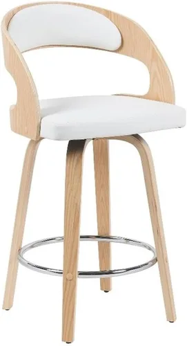 Vista 10 de Armen Living Shelly 26" Altura del Asiento Taburete Giratorio de Bar de Estilo Moderno de Mediados del Siglo para Isla de Cocina y Encimera en Cuero