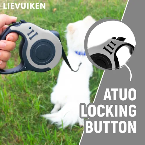 Vista 4 de Correa retráctil para perros, automática, telescópica, 10/16 pies, duradera y práctica, con mango antideslizante, para perros pequeños y medianos