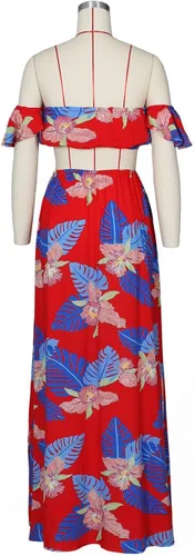 Vista 5 de Aro Lora Vestido largo sexy de dos piezas con estampado floral y abertura lateral para mujer