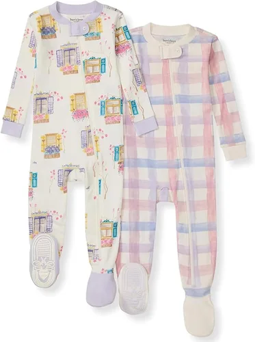 Vista 125 de Burt's Bees Baby Pijama para bebé niña, 100% algodón orgánico, pijama de una pieza, overol diagonal con cremallera, ajuste cómodo