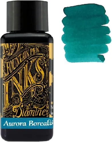 Vista 4 de Diamine - Tinta para pluma estilográfica de 1.0 fl oz - Rueda de color - 6 botellas - Roble otoñal, Syrah, Macassar, Earl Grey, Aurora Borealis