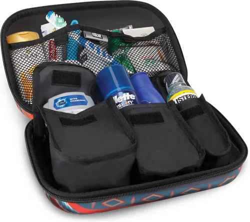 Vista 2 de USA Gear Kit organizador de bolsa de viaje con bolsillos de almacenamiento personalizables y carcasa rígida protectora, perfecto para llevar champú