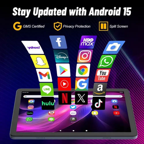 Vista 3 de JUNYANG Tablet, Android 15 Tablets de 10.1 pulgadas con Octa-Core, 12GB+128GB+ 2TB ampliable, Tablet PC de pantalla táctil HD grande para adultos