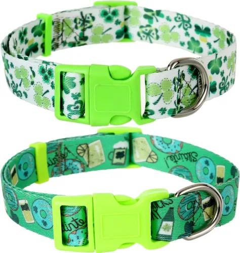 Vista 10 de Collar de otoño para perros pequeños, paquete de 2 collares de perro de Acción de Gracias con patrón de arce y flores, ajustable y suave de llevar