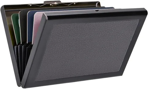 Vista 8 de EASTNIGHTS Rfid - Tarjetero delgado de metal para tarjetas de visita, estuche pequeño para hombres y mujeres, Negro-eyw, Tarjetero delgado