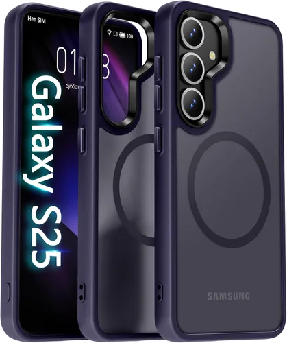 Vista 64 de Oterkin Funda magnética para Samsung Galaxy A17 mate, funda de teléfono A17 compatible con MagSafe esmerilada, translúcida, a prueba de golpes Negro