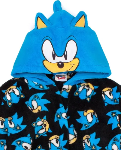 Vista 4 de Sonic The Hedgehog Bata de baño para niños Albornoz de personaje para niños y niñas Traje de pijama suave azul para jugadores