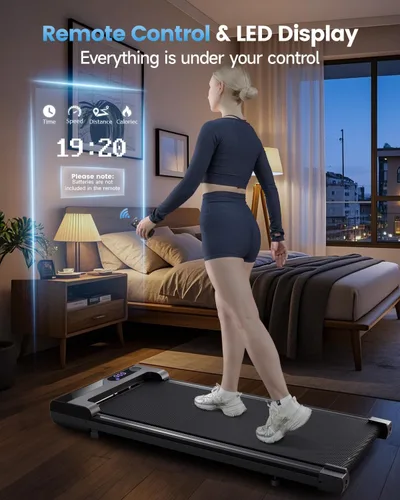 Vista 3 de Caminadora para el hogar – Cintas de correr para debajo del escritorio, mini almohadillas compactas portátiles para espacios pequeños, oficina Negro