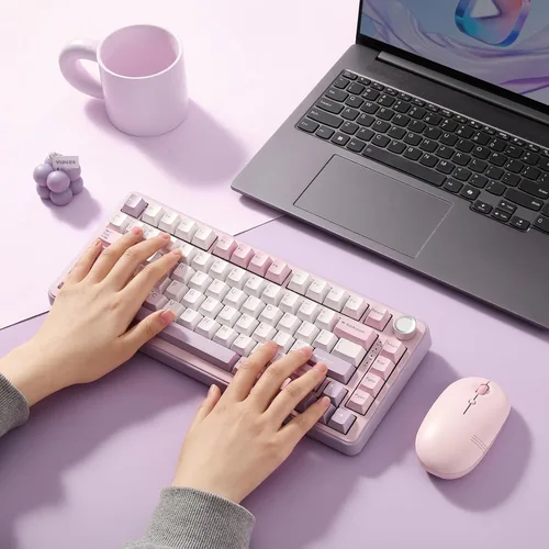 Vista 8 de YUNZII Teclado mecánico inalámbrico B75 PRO, diseño del 75 % con perilla, estructura personalizada de junta de intercambio en caliente
