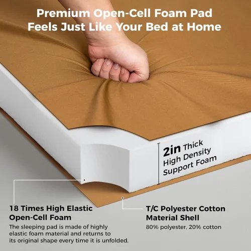 Vista 6 de KingCamp XXL Wide PU Foam Cot Mattress, Roll Up Camping Mattress for Cot Portable Twin Cot Pad with Roll Helper, For Cot Mat Travel Tuck Tent